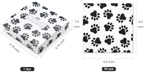 WRAPAHOLIC 50Pcs Paw Print Napkins 3 Ply