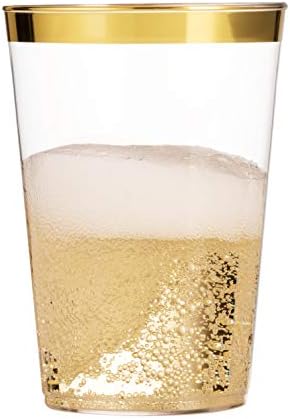 Munfix Gold Plastic Cups 12 Oz Clear Tumblers
