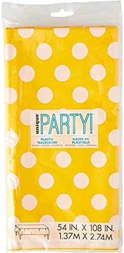 Yellow Polka Dot Plastic Tablecloth 108x54