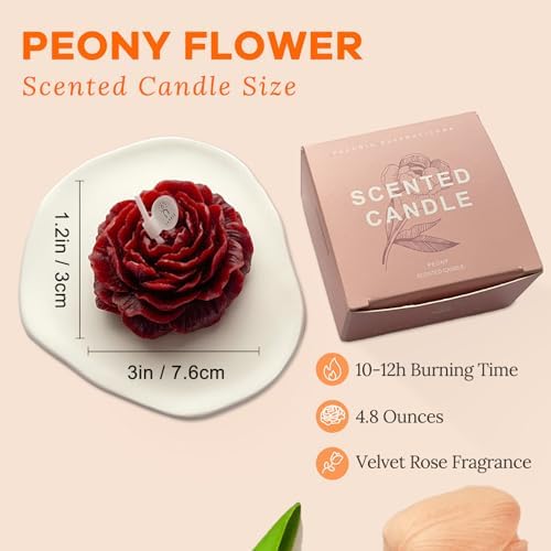 Burgundy Peony Scented Candles for Women Friends Colleagues