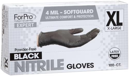 ForPro Expert SoftGuard Nitrile Gloves 4 Mil Black X-Large 100-Count