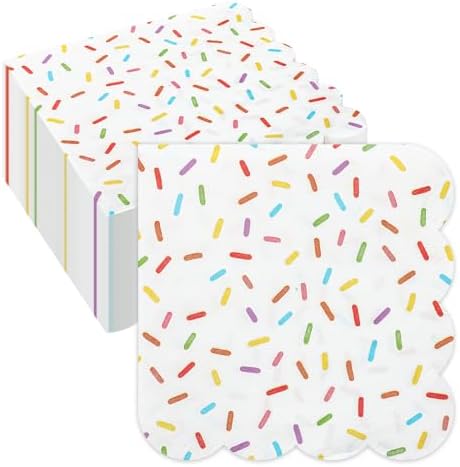 Crtiin 100 Pcs Scalloped Donut Napkins Party Supplies White