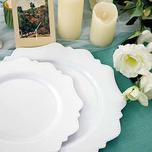 COLOSUS 60pcs White Disposable Plastic Plates for Parties