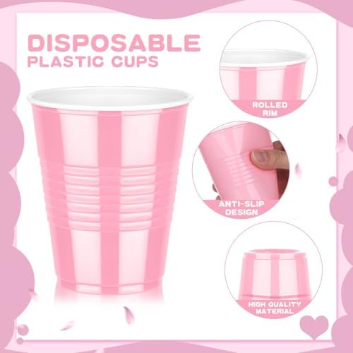 Dualshine 100 Pink Plastic Cups 12 oz Disposable
