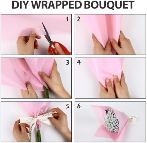 FUHITIM 20 Sheets Waterproof Flower Wrap Paper - Pink