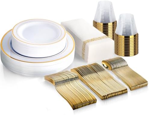 M MCIRCO 175 Piece Gold Dinnerware Set