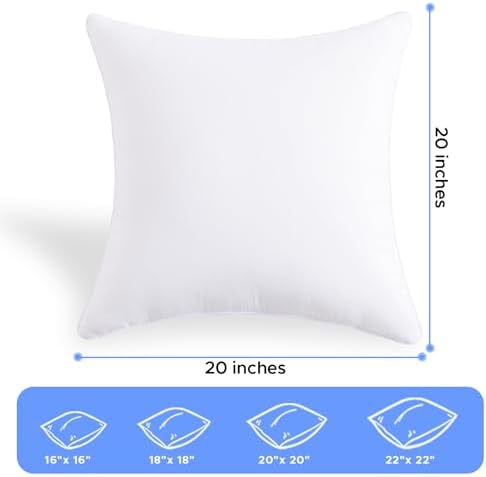 20 x 20 Waterproof Outdoor Pillow Inserts Set of 2