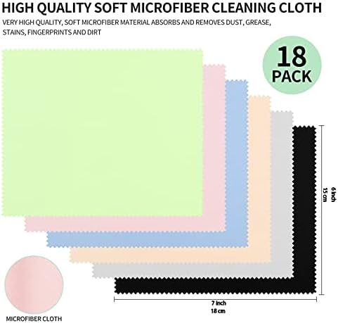 18 Pack Microfiber Cleaning Cloths for Glasses Phones Lenses and More