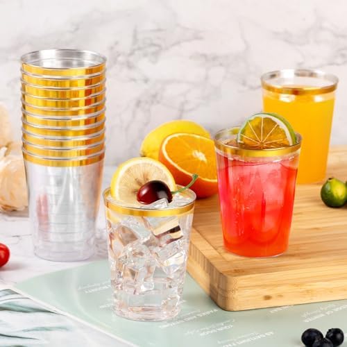 Goodluck 50PCS 12oz Gold Plastic Cups for Party