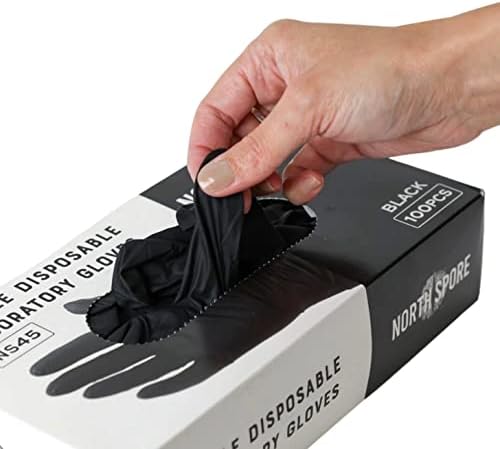 North Spore 100 Ct Black Nitrile Lab Gloves