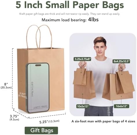 GSSUSA Brown Gift Bags 525x375x8 20Pcs With Handles