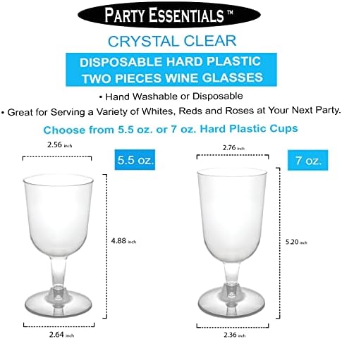 Party Essentials Hard Plastic Wine Glasses 55 Ounce Pack of 50