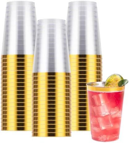 Goodluck 50PCS 12oz Gold Plastic Cups for Party
