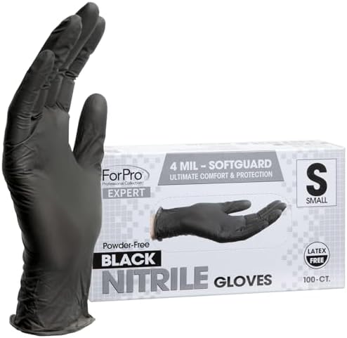 ForPro Expert SoftGuard Nitrile Gloves 4 Mil Black Small 100 Count