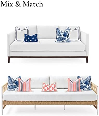 Hofdeco Premium Navy Blue Palm Leaf Throw Pillow Cover