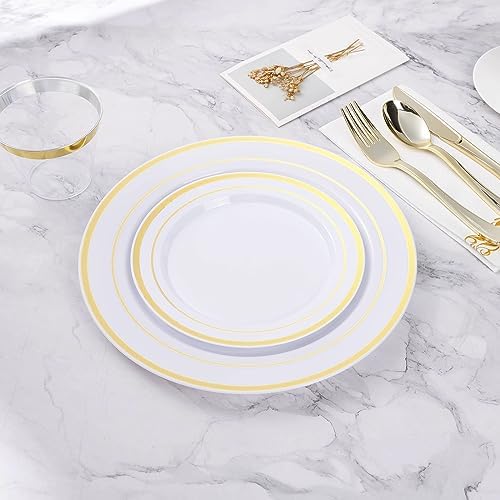 200PCS Gold Plastic Plates for Parties