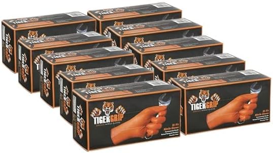 DENCO Tiger Grip Nitrile Gloves Hi Vis Orange 7mil Case of 10 Boxes