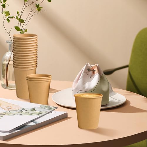 180 Pack 8 oz Brown Kraft Paper Cups for Hot Cold Beverages