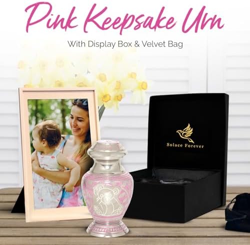 Baby Teddy Bear Urn for Ashes - Pink Small Urn for Children