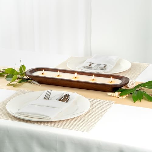Coco Casa Wood Dough Bowl Candles with Wooden Wick