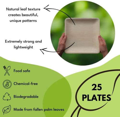 Naturally Chic Palm Leaf Plates 50-Pack 10 7 Inch Square