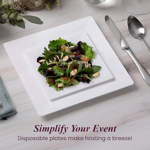 Ayas 60ct White Square Plastic Party Plates