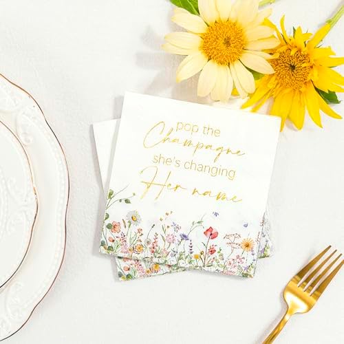 Crisky Bridal Shower Napkins Gold Foil Design 3 Ply 50 Count
