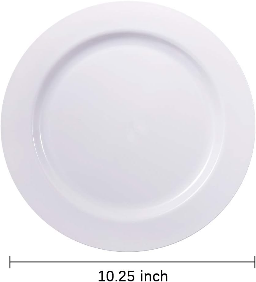 bUCLA 100PCS White Plastic Plates 1025 Inch