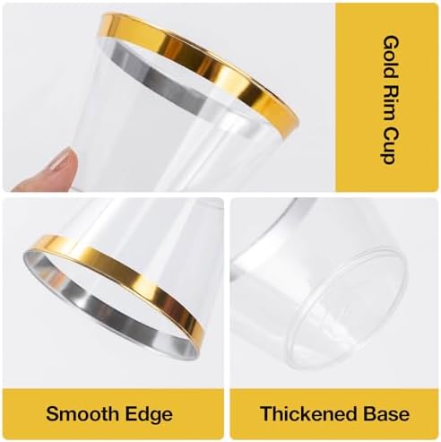 Goodluck 100PCS 9oz Gold Plastic Cups for Parties and Events