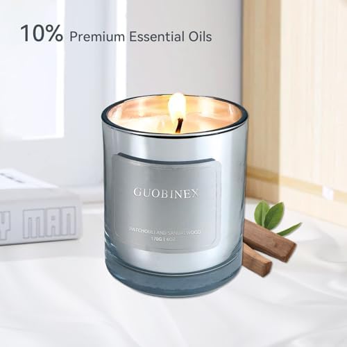 Luxury Patchouli Sandalwood Soy Candle in Silver Jar