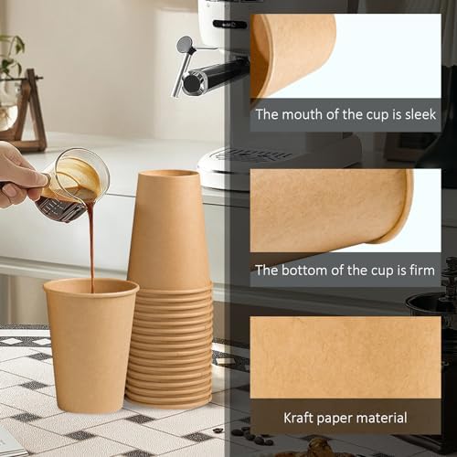 180 Pack 12 OZ Brown Kraft Paper Cups for Events