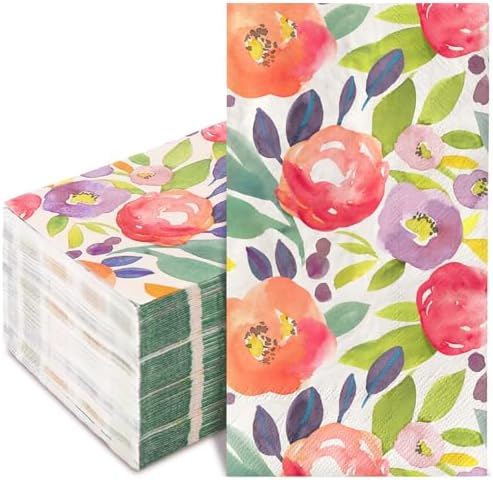 80 Pack Floral Watercolor Dinner Napkins