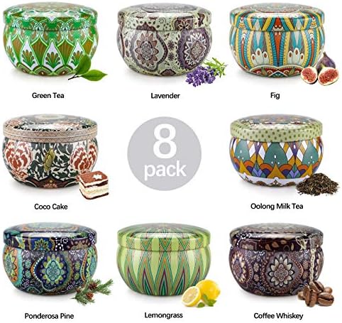 8 Pack Aromatherapy Scented Candles Set for Stress Relief and Relaxation