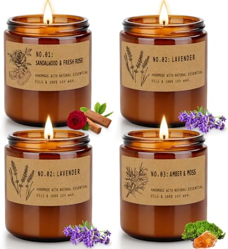 FKJOL 4 Pack Soy Wax Candles Set for Home