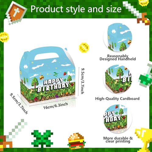 16 Piece Pixel Style Goodie Boxes for Birthday Parties