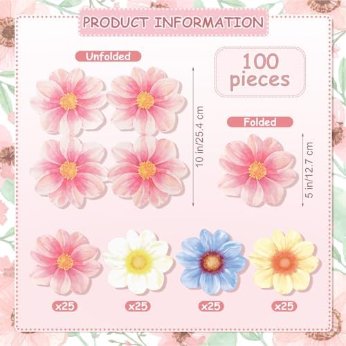 Qilery 100 Pcs Flower Shaped Napkins for Parties