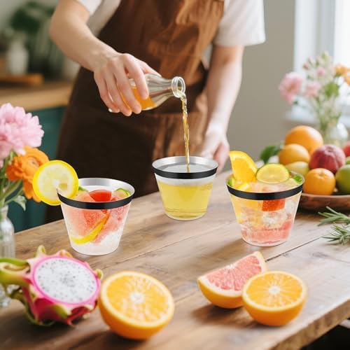 100pcs 9oz Elegant Black Rimmed Plastic Cups