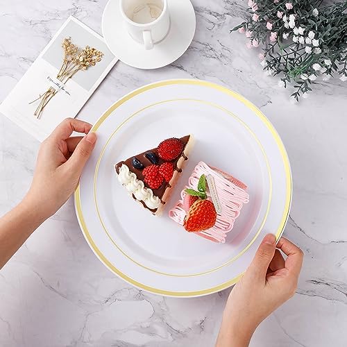 200PCS Gold Plastic Plates for Parties