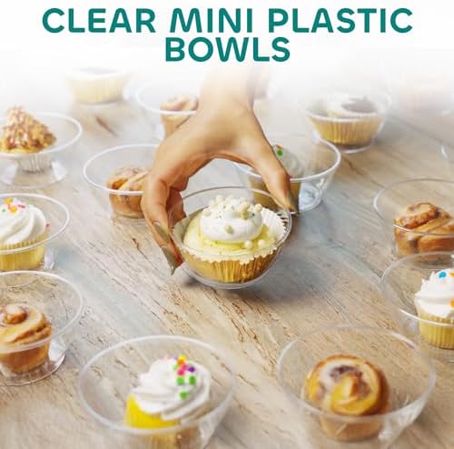 JoyServe Clear Mini Plastic Bowls 50 Pack 6 Oz