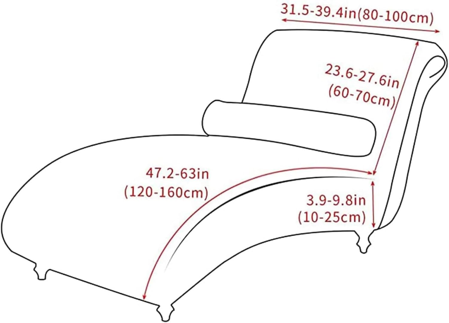 Elastic Stretch Fit Chaise Lounge Slipcover for Indoor Use