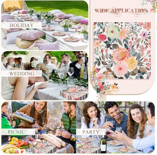 200Pcs Floral Paper Napkins for Home and Events
