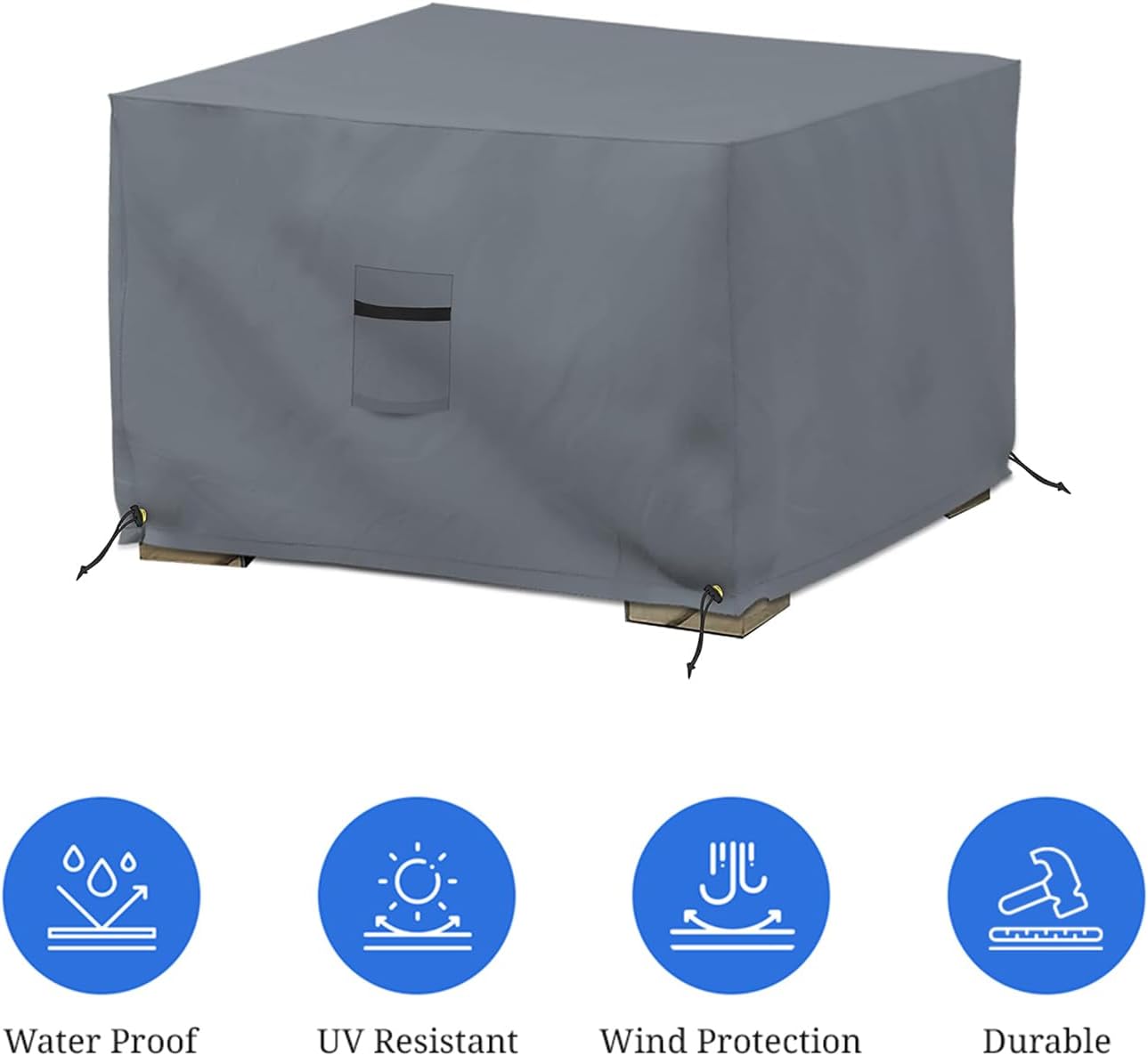 Covers All Outdoor Ottoman Cover Gray 23x23x18