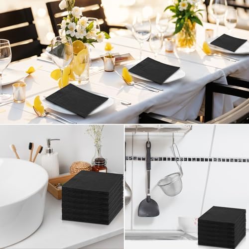 120 Pcs Black Cocktail Napkins for Parties