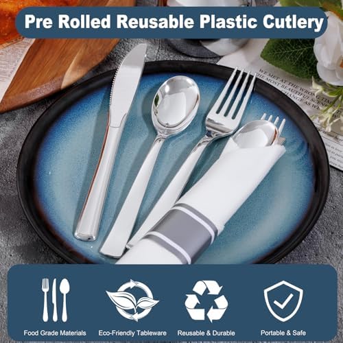 Joyido 200 Guest Pre-Rolled Plastic Cutlery Set with Napkins
