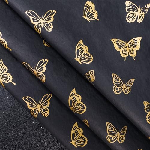 MR FIVE Black Gold Butterfly Tissue Paper Bulk 30 Sheets