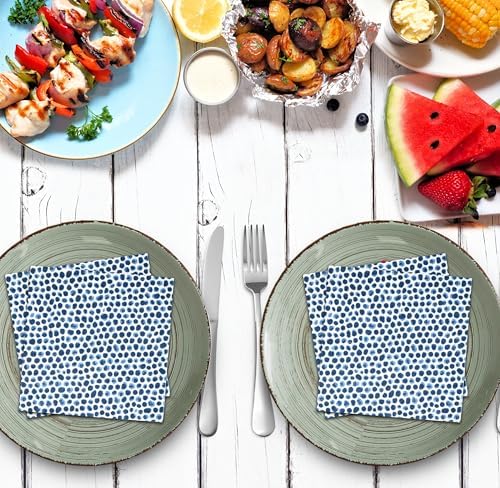 Gift Boutique 100 Pc Blue Dot Disposable Napkins for Parties