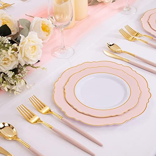 Rubtlamp 90Pcs Gold Plastic Silverware Set