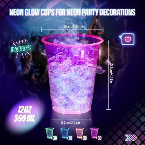 KesaPlan 120 Piece Neon Glow Cups 12 OZ