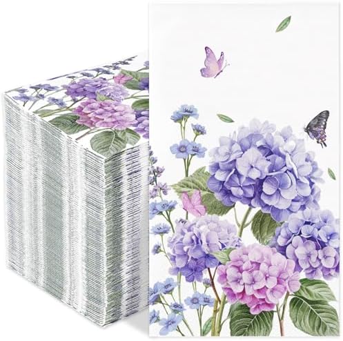 Homlouue 100PCS Floral Hydrangea Napkins