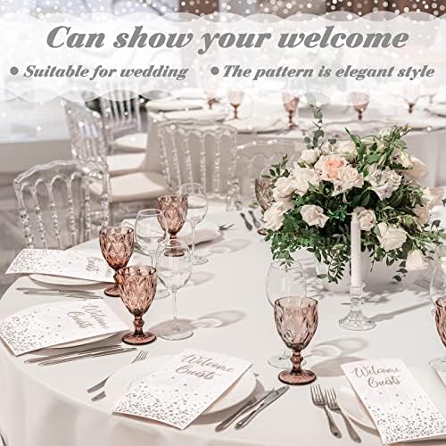 200 Pcs Silver Welcome Guests Napkins for Bathroom and Events